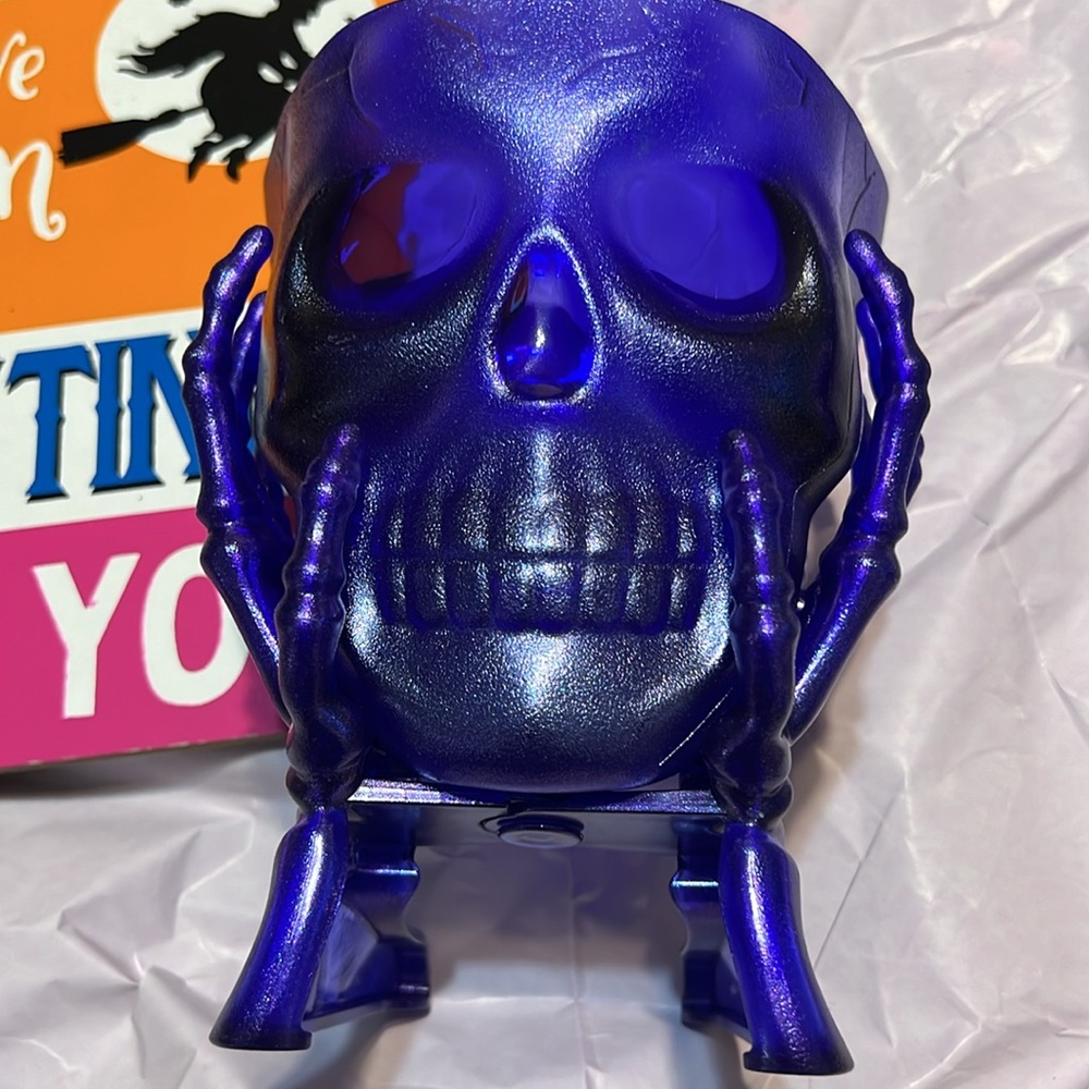 New Halloween Dazzle Skull Skeleton Plastic Candy Dish - Purple